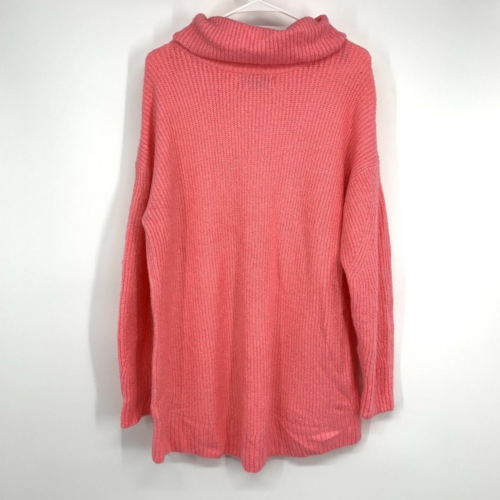 Old Navy Sweater Pink Tunic Slouchy Turtleneck Ribbed Pullover Knit - Picture 7 of 10
